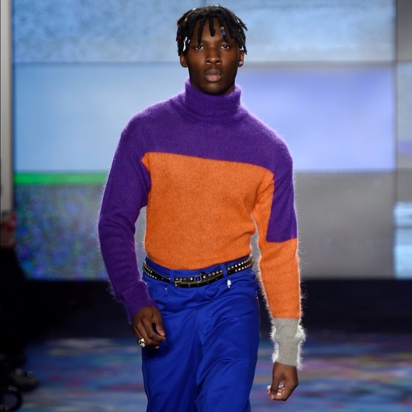 purple and orange sweater